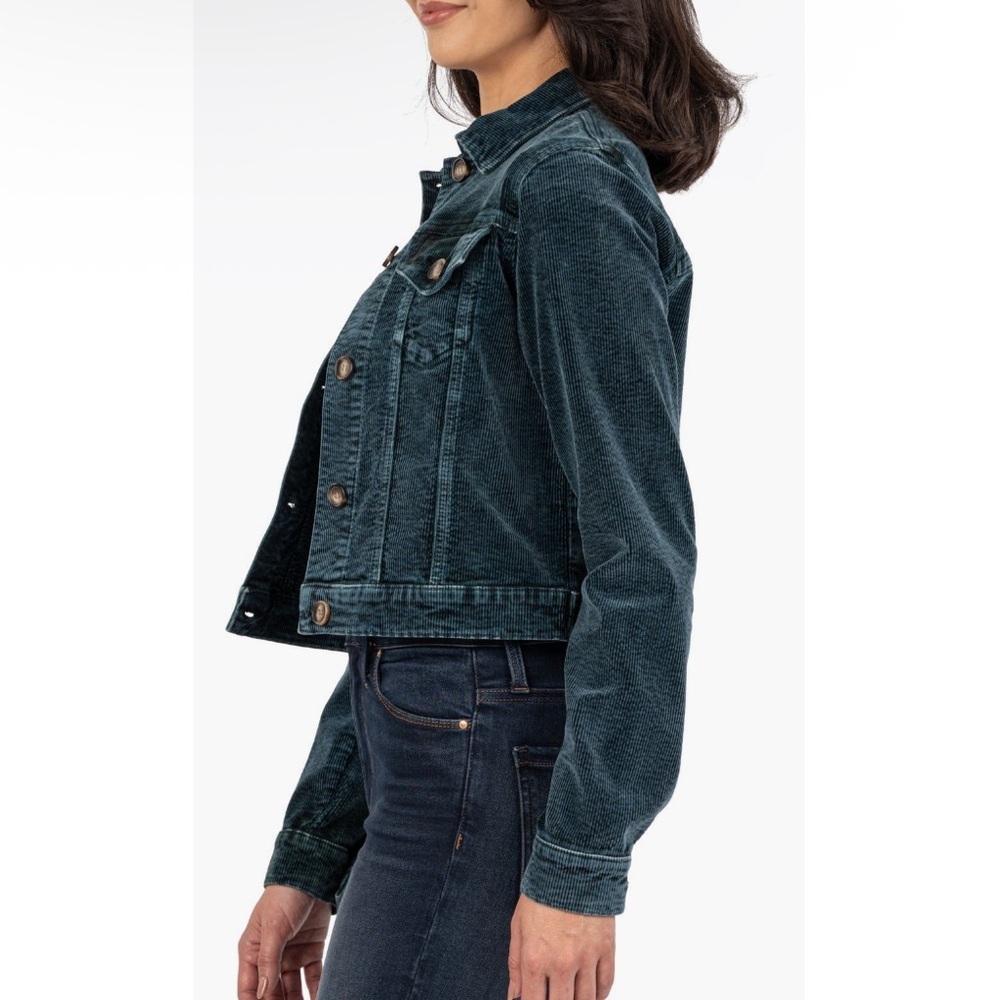 KUT from the Kloth Julie Corduroy Crop Jacket in Blue Marine Sz XS - Picture 6 of 15